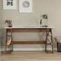 Hanah Home Lungo Escritorio de Estudio Roble Oscuro y Blanco